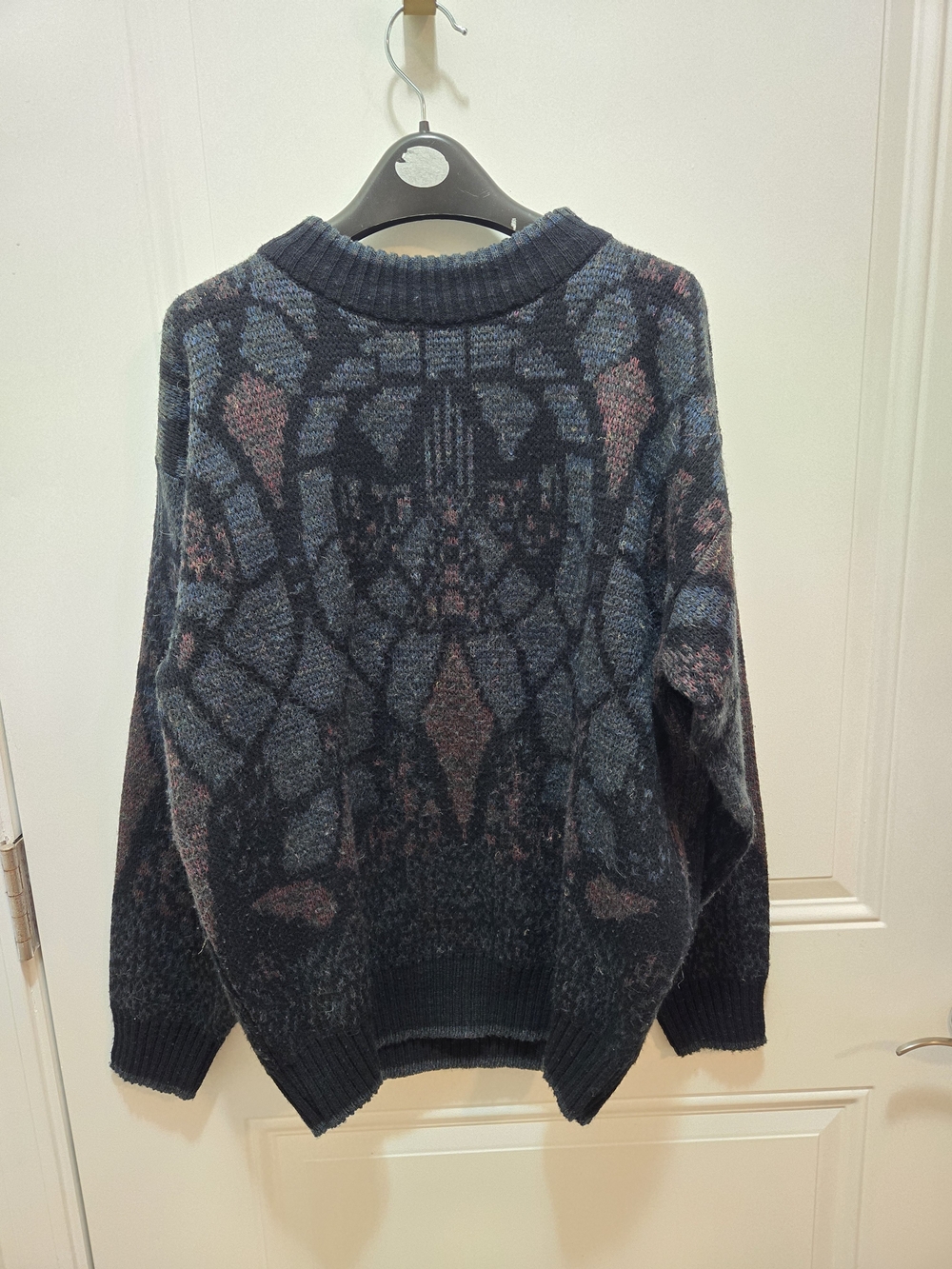 Nuovo New Forces Men's Geometric Knit Crew Neck Pullover Sweater Black M
